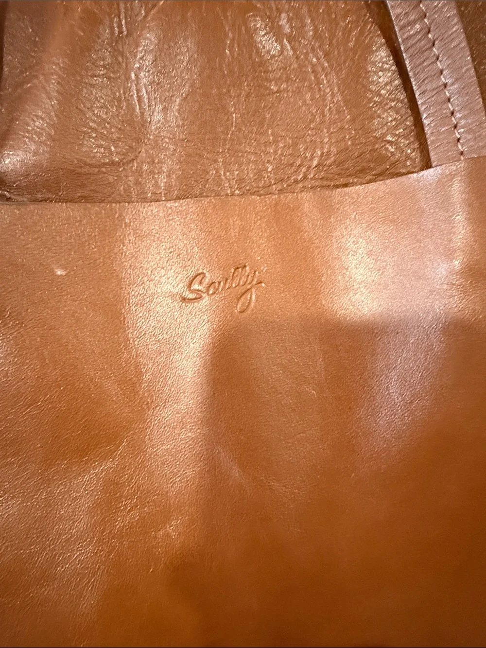 Scully Tan Leather Tote Bag with Front Pocket